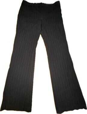 Norma Kamali Dress Pants Womens Size 10 Black Gray Pinstripe Stretch